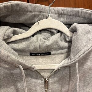 Brandy Melville Light Gray Zip-Up Sweater